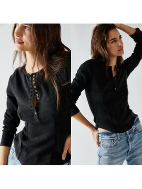 NEW FREE PEOPLE We the Free Mareea Womens Henley size medium​​​
